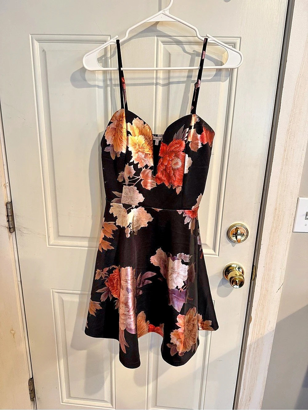 Charlotte Russe Floral Mini Dress in Black & Multicolor Like New